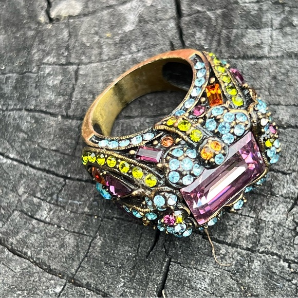 Vintage Heidi Daus Art Deco Statement Cocktail Ring – Size 8 - Picture 10 of 14